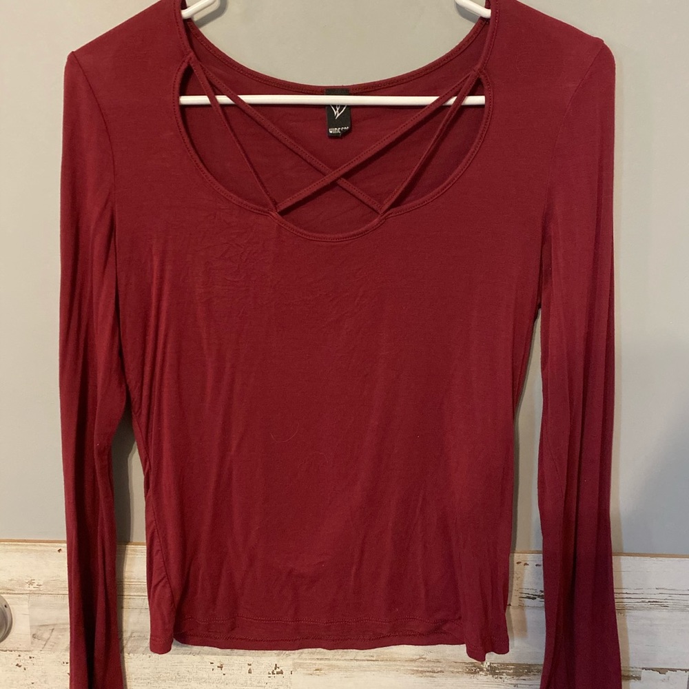 Red long sleeve tee Large